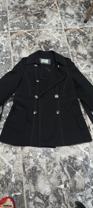 Abrigo Negro Doble Botonadura Talla M