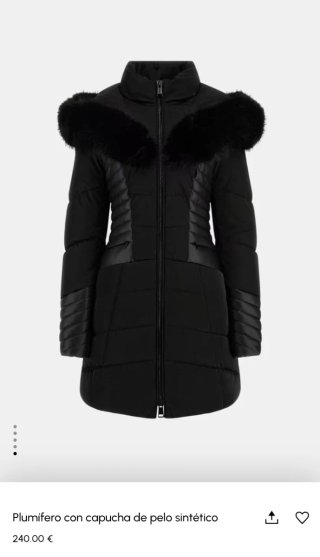 Plumífero Guess Negro con Capucha