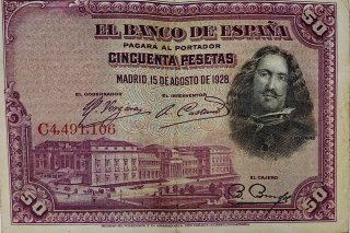 Billete 50 Pesetas 1928 Velázquez