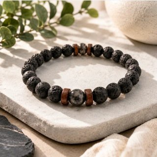 Pulsera de Hombre Piedra Volcánica