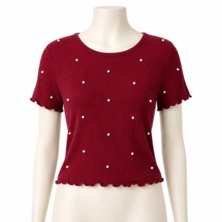 Camiseta Granate con Perlas