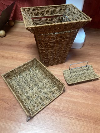 Set de 3 Papeleras de Mimbre para Escritorio