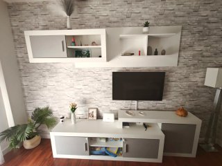 Mueble de Salón Moderno Blanco y Gris