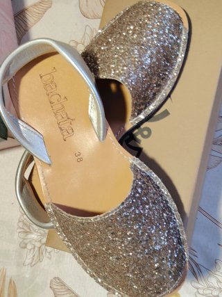 Menorquinas Bachata Glitter Plata Talla 38