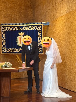 Vestido de novia con velo, 160-165cm, 50-60kg
