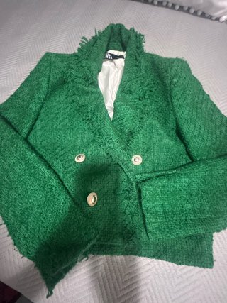 Chaqueta Zara Verde Texturizada