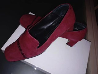 Zapatos Mocasín de Ante Burdeos,todo piel