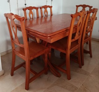 Mesa extensible 6 sillas de comedor madera maciza