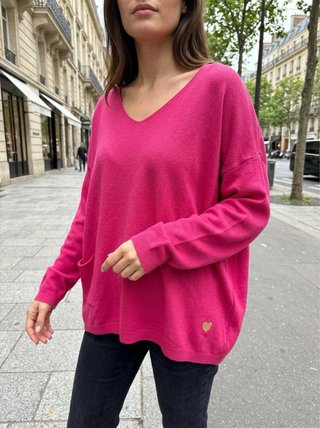 Jersey Oversize Fucsia con Corazón Dorado