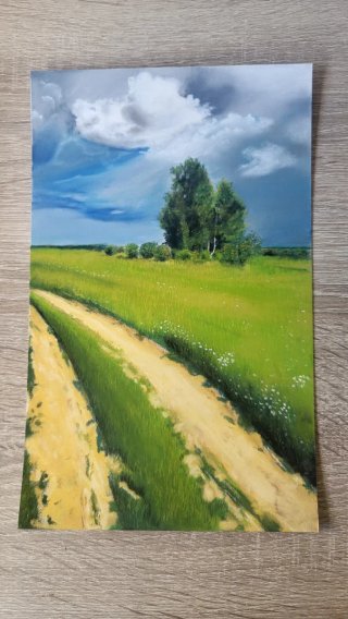Cuadro original, Camino por el campo, hecho a mano