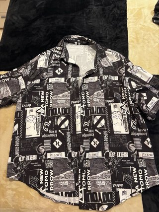 Camisa Estampada Blanco y Negro