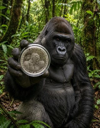 Moneda Plata Gorila Congo 2017 1 Onza