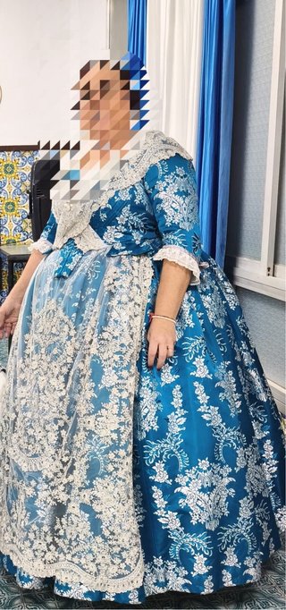 Traje de Fallera Azul y Blanco Talla 46/48