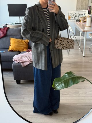Blazer Oversize Gris Rayas Vintage