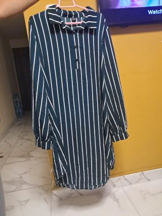 Camisa Larga Shein Rayas Azul y Blanco