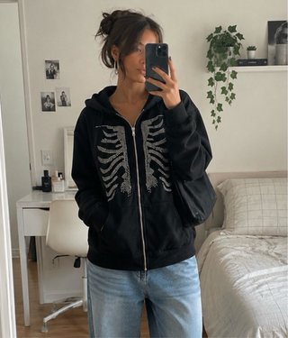Chaqueta negra de esqueleto mujer