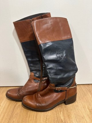 Botas Altas de Piel Combinadas