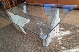 Mesa de Centro de Cristal y Piedra 120x70cm