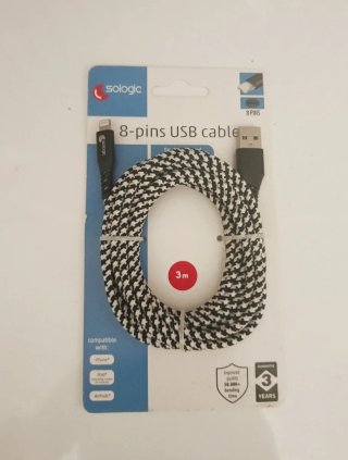 Cable iPhone USB 8-pins Sologic 3 metros