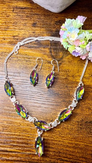 Conjunto Plata 925 y Topacio Arcoíris