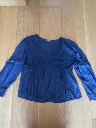 Blusa Azul con Detalle Texturizado