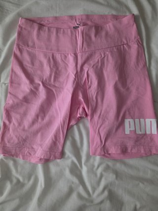 Leggings cortos Puma rosas logo blanco M