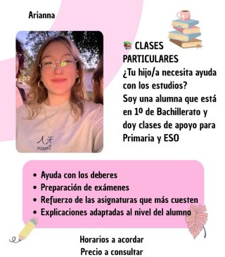 Profesora de 1º de bachillerato para primario/ESO