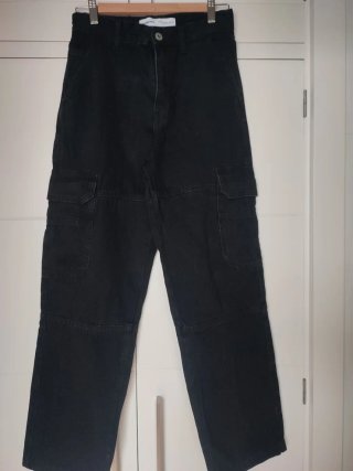 Vaqueros Cargo Negros Bershka Talla S