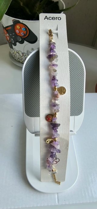 Pulsera de Amatista Natural y Acero