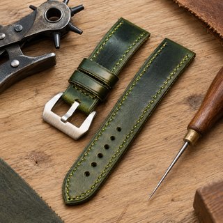 Correa de reloj verde de piel Hecho a mano