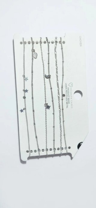 Set de 6 Tobilleras Plateadas