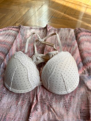 Sujetador Push Up Beige con lunares negros