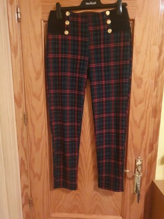 Pantalones de cuadros elásticos