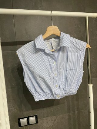 Top Camisa Azul de Rayas Bershka