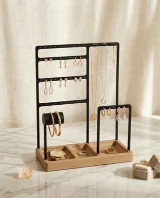 Joyero Organizador Negro y Beige