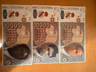 3 Billetes 10000 Pesetas Real Madrid