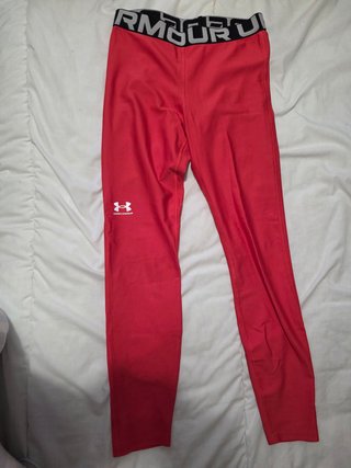 Leggings Under Armour rojos cintura logo M