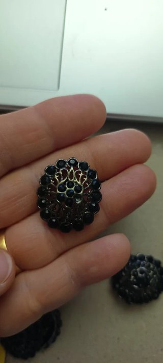 Lote de 9 Botones decorativos con pedrería negra