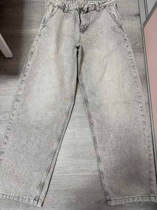 Pantalones Vaqueros baggy Bershka Grises Talla 36
