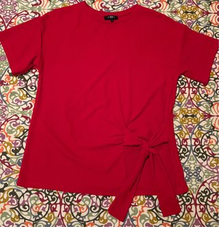 Blusa Roja de Crepé Rizado TEX