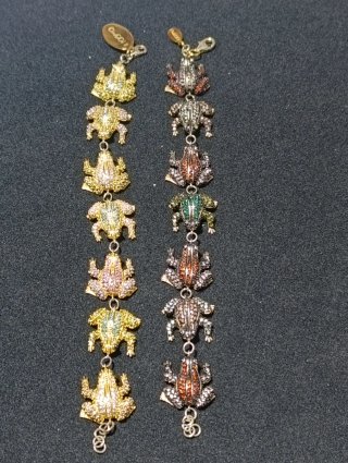 2 Pulseras de Plata  925 con Ranas