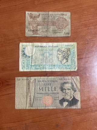 Lote de 3 billetes antiguos (España e Italia)