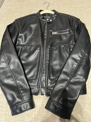 Chaqueta Polipiel Stradivarius Negra Talla S