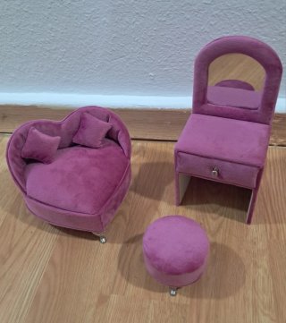 Set de Muebles Miniatura Rosa fucsia joyeros
