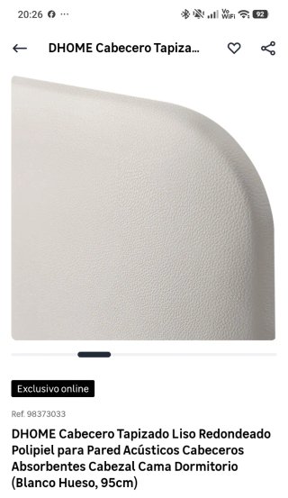 Cabecero Tapizado DHOME 95cm Blanco