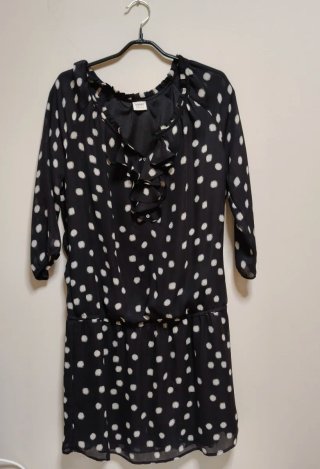 Vestido Esprit Negro con Lunares Blancos