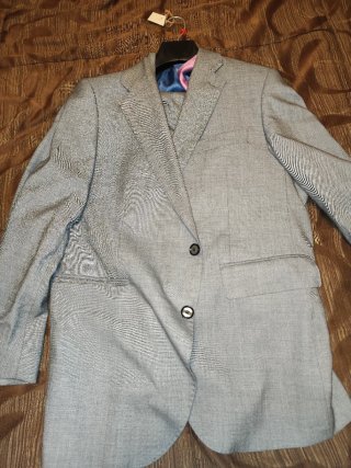 Traje de chaqueta gris talla grande