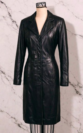 Gabardina Midi de Piel corderoY2K  Negra Talla L
