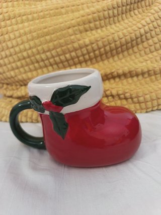 Taza con forma de bota de Papá Noel