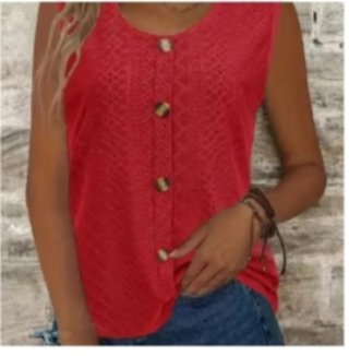 Blusa Roja Sin Mangas Talla L